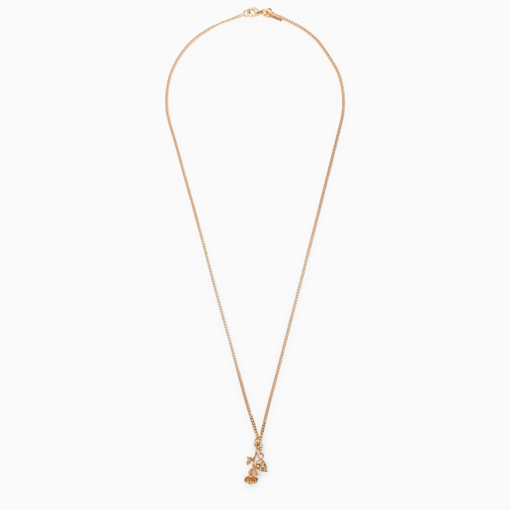 Emanuele Bicocchi Rose and skull necklace in 925 gold-plated silver