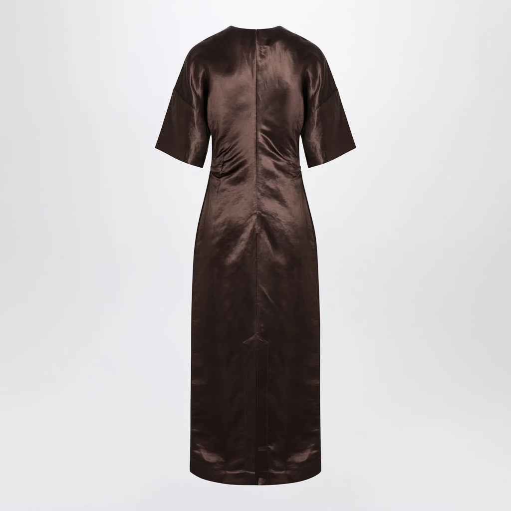 LouLou De Saison Long brown dress in linen and silk