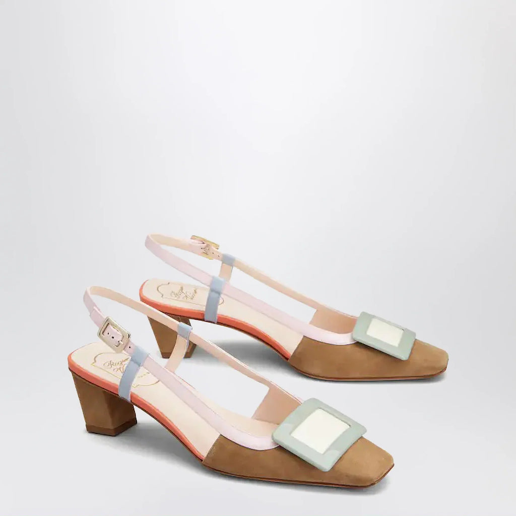 ROGER VIVIER Belle Vivier multicoloured suede slingback