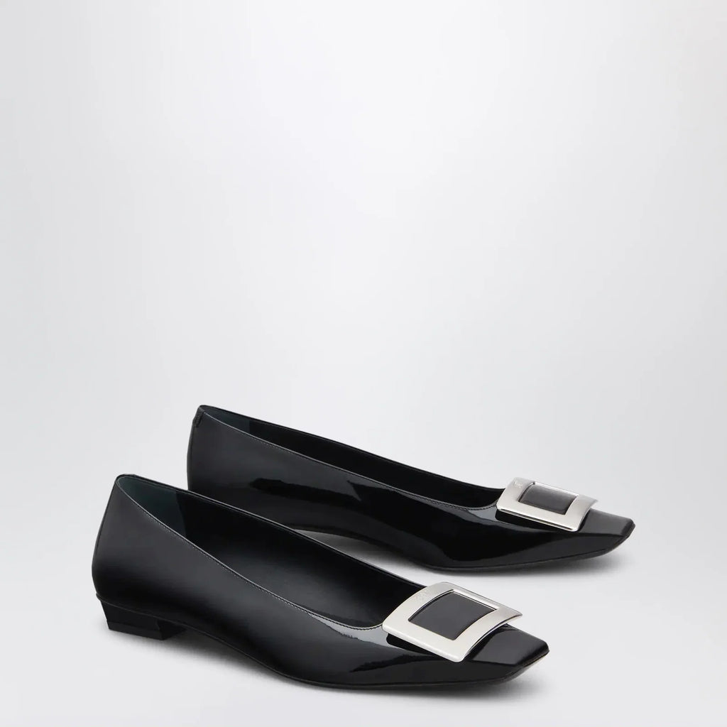 ROGER VIVIER Belle Vivier black patent leather ballet flats