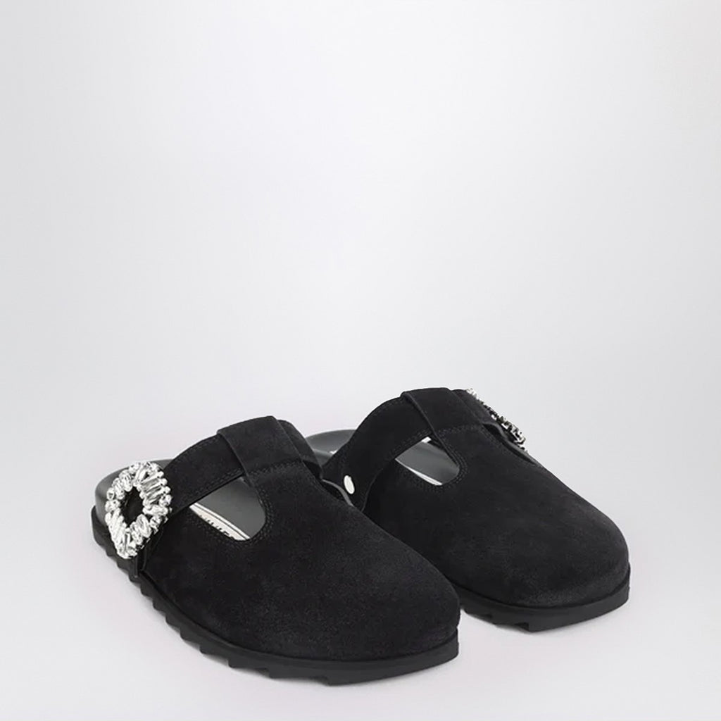 ROGER VIVIER Black suede Mule Slidy Viv