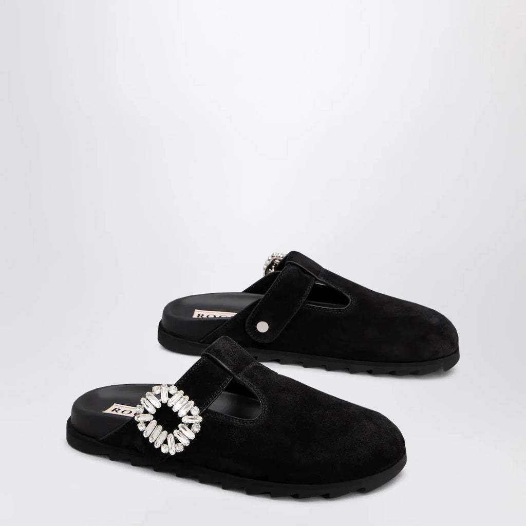 ROGER VIVIER Black suede Mule Slidy Viv