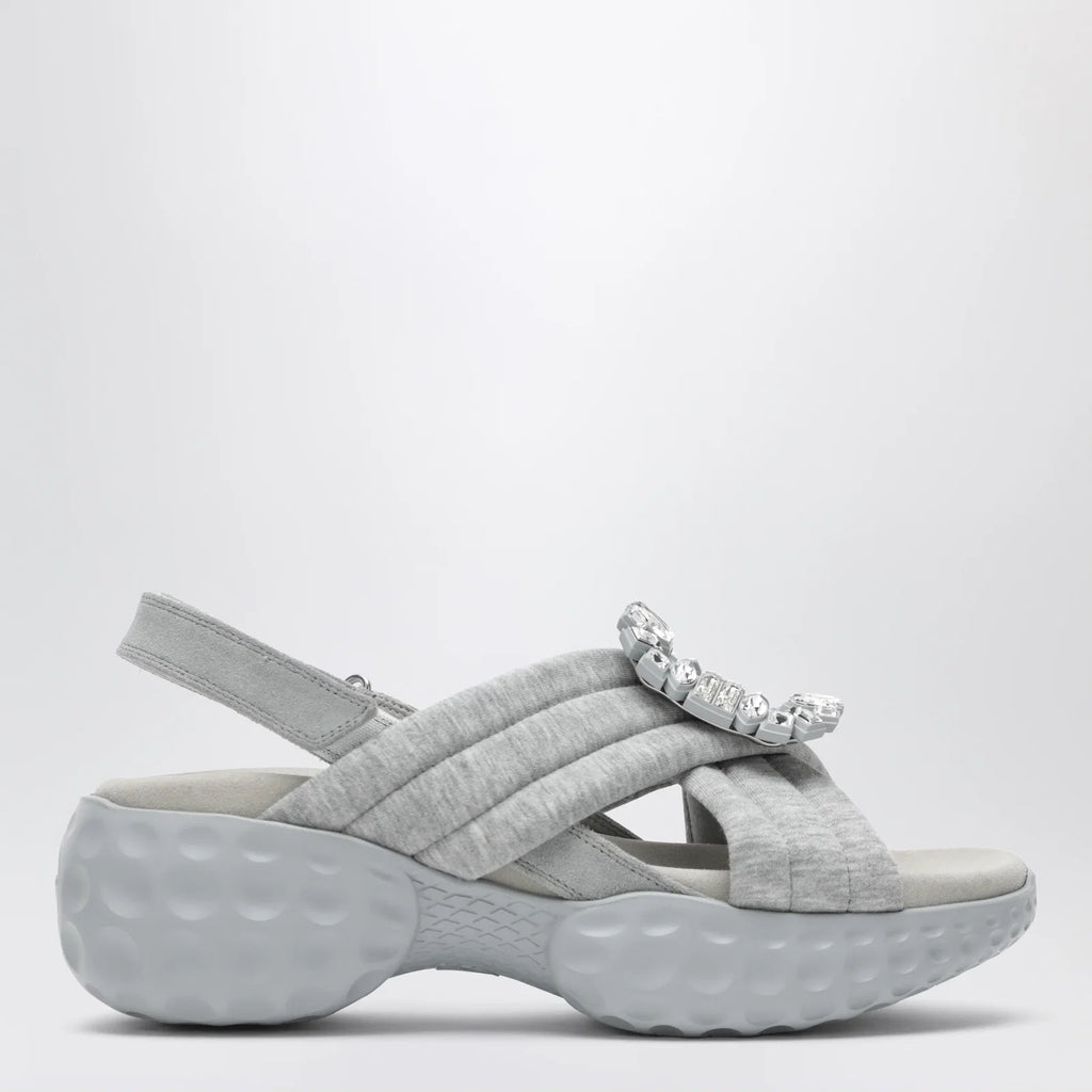 ROGER VIVIER Viv' Run slingback sandals grey with crystals
