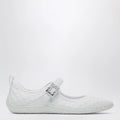 ROGER VIVIER Viv Low Ballerina Flats with Fabric Strap in White