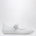 ROGER VIVIER Viv Low Ballerina Flats with Fabric Strap in White