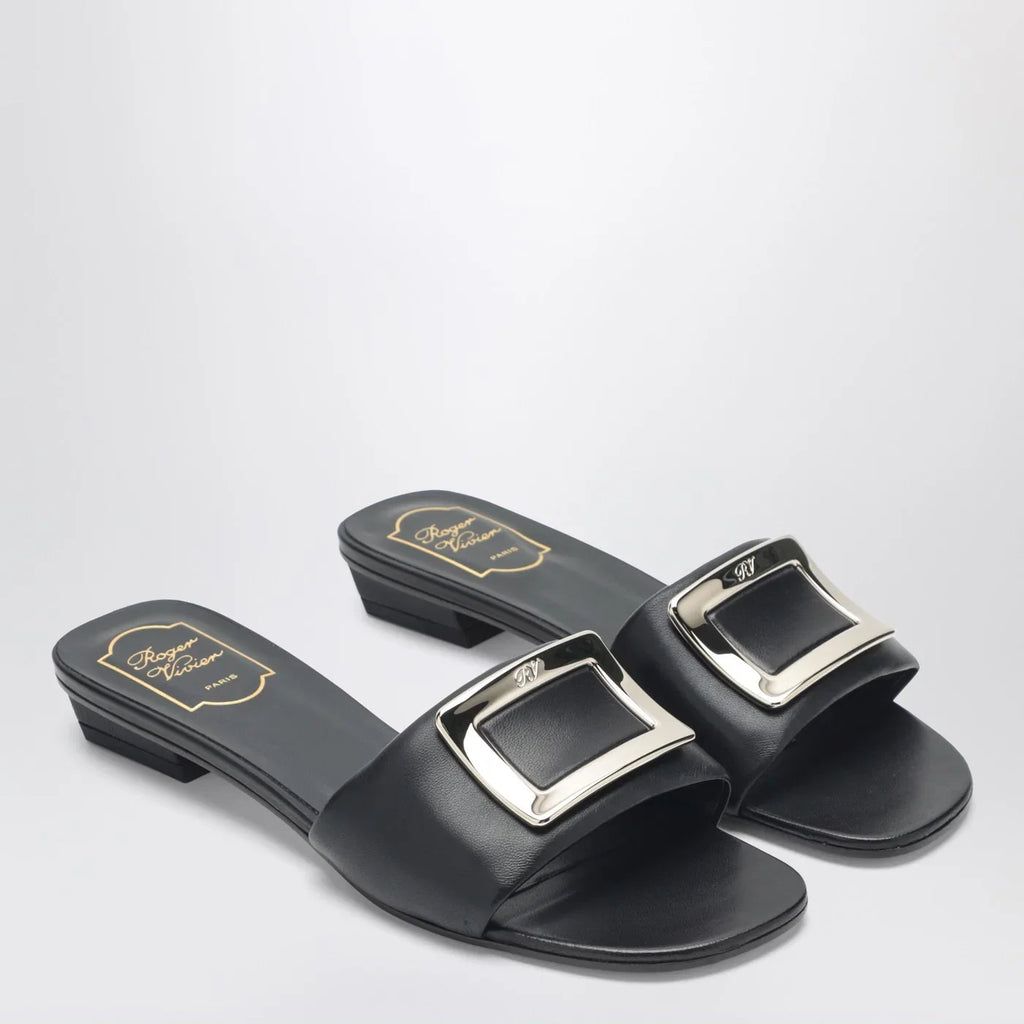 ROGER VIVIER Square buckle leather slides