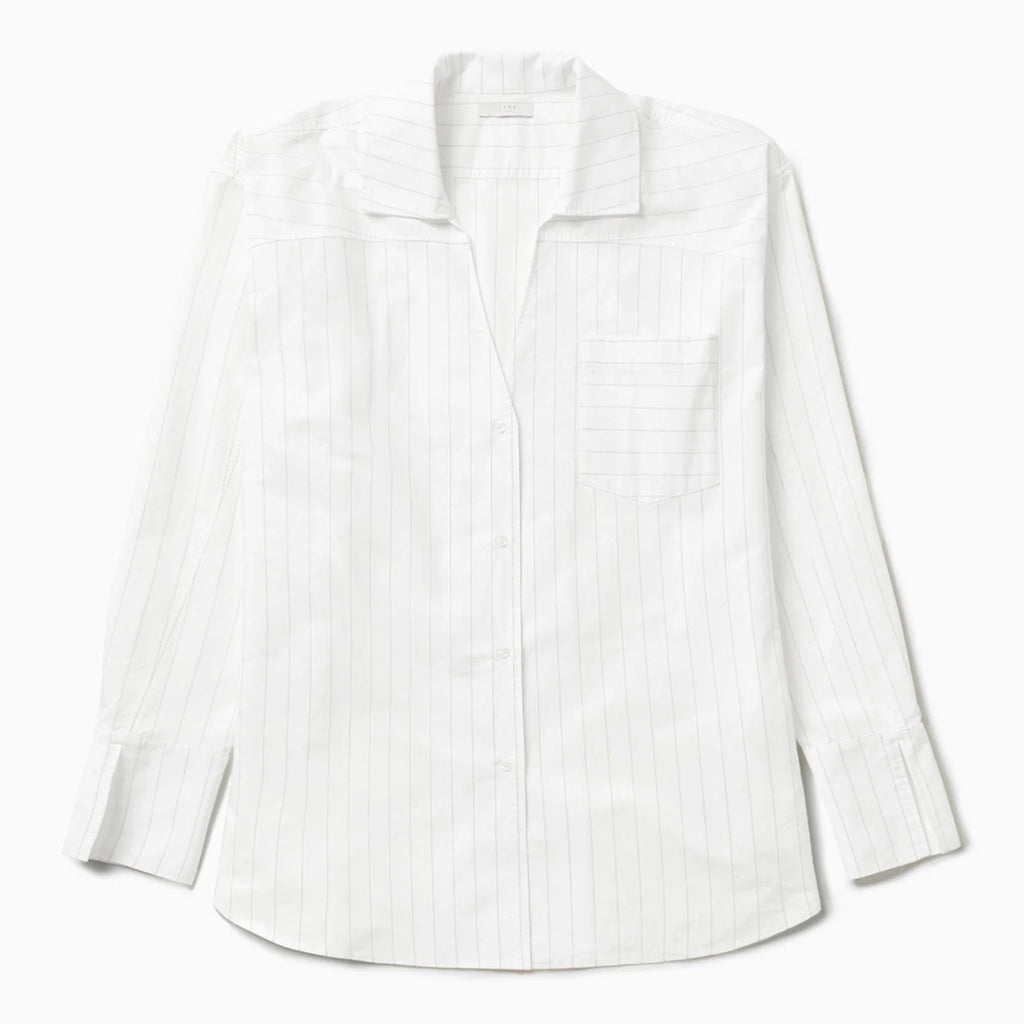 1989 STUDIO Striped l/s shirt dress white