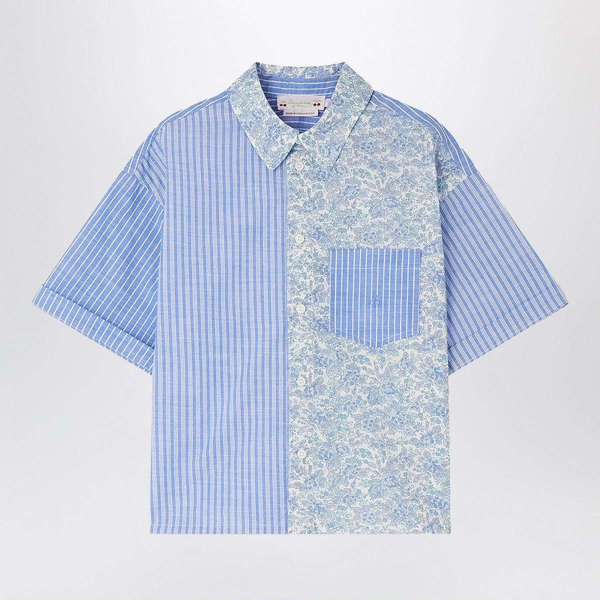 Bonpoint Elyas patchwork light blue shirt