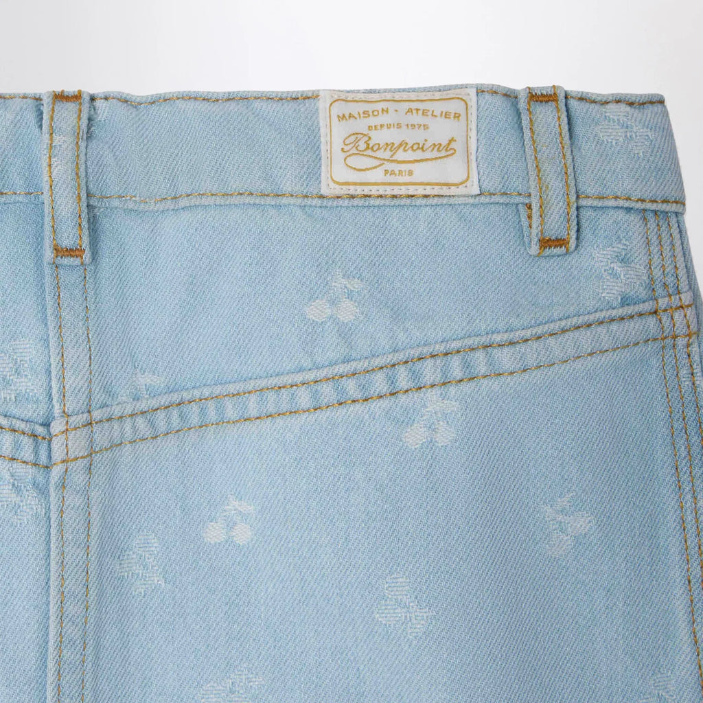 Bonpoint Tison denim skirt with jacquard cherries