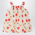 Bonpoint Niniki écru dress with cherry print and ruffles