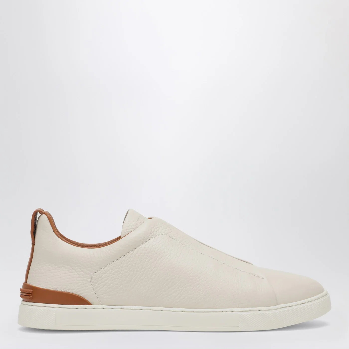 ZEGNA White leather Triple Stitch Sneakers