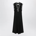Maison Margiela Black silk midi dress with lace