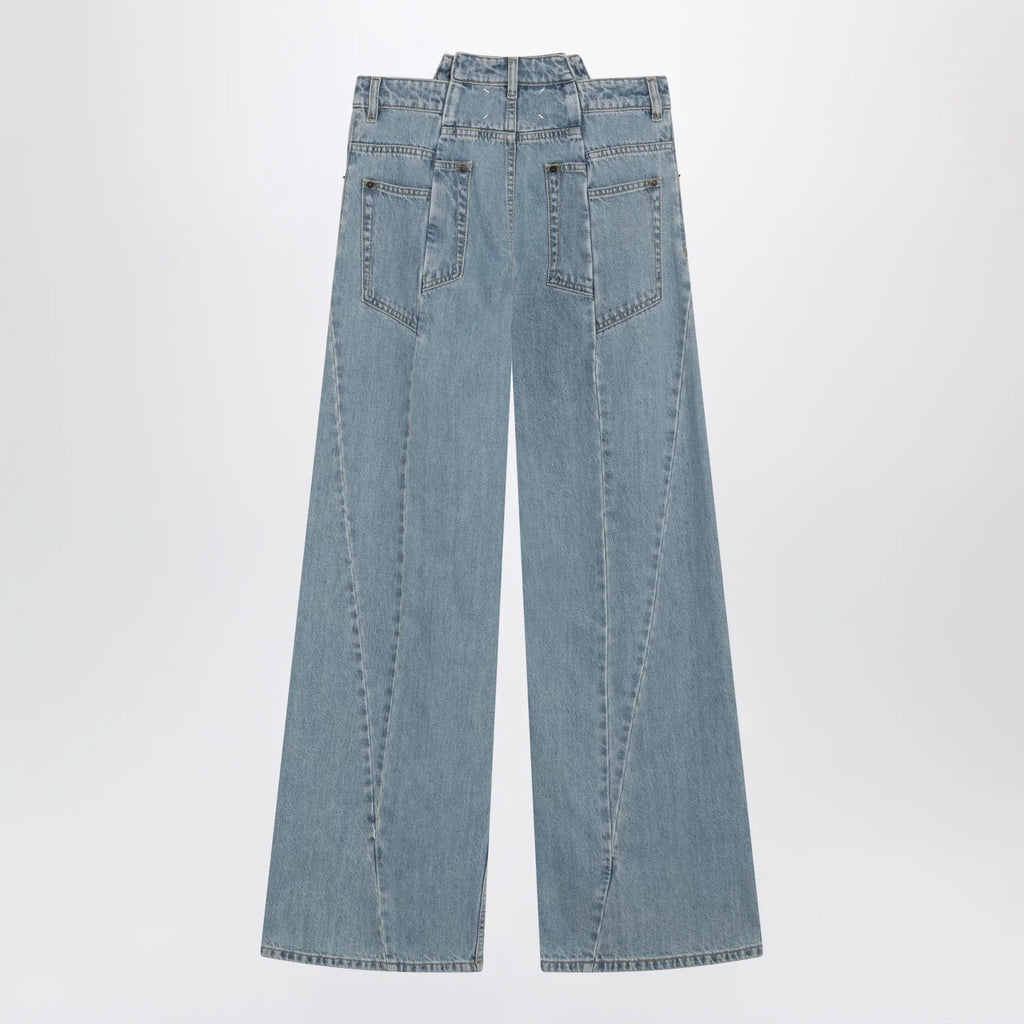 Maison Margiela Stonewashed straight-leg denim jeans in medium blue
