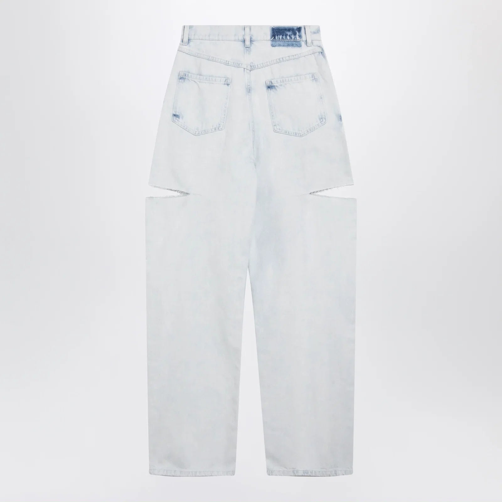 Maison Margiela Blue Faded Cotton Jeans with Cut-Out Details
