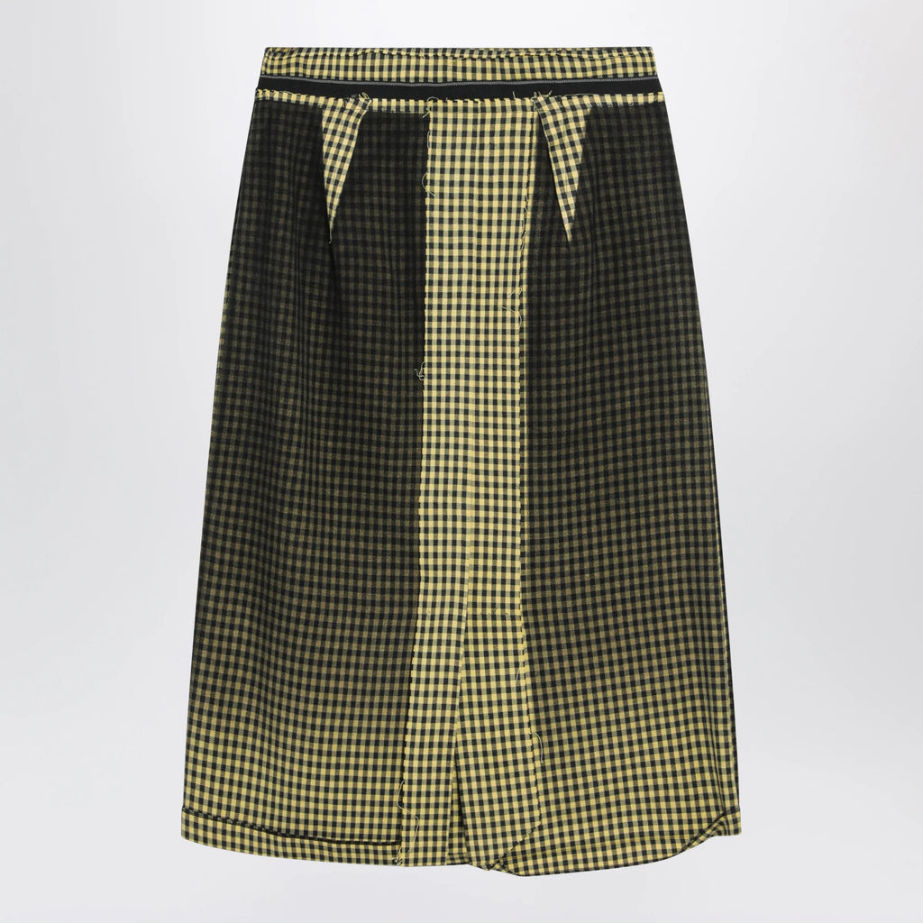 Maison Margiela Virgin wool midi skirt with faded check pattern
