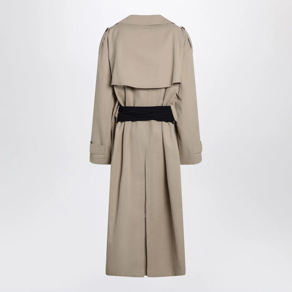 MM6 Maison Margiela Beige cotton trench coat with gloves