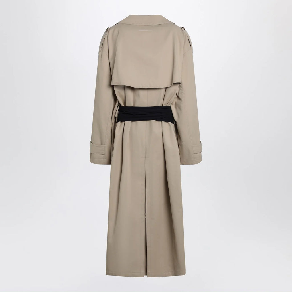MM6 Maison Margiela Beige cotton trench coat with gloves