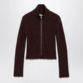 MM6 Maison Margiela Chocolate rib-knit zip cardigan