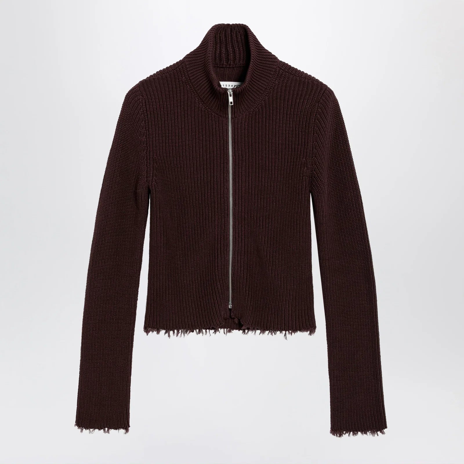 MM6 Maison Margiela Chocolate rib-knit zip cardigan