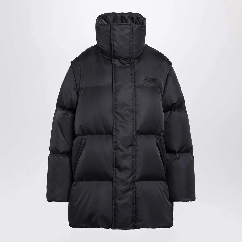 MM6 Maison Margiela Nylon puffer jacket with detachable sleeves in black