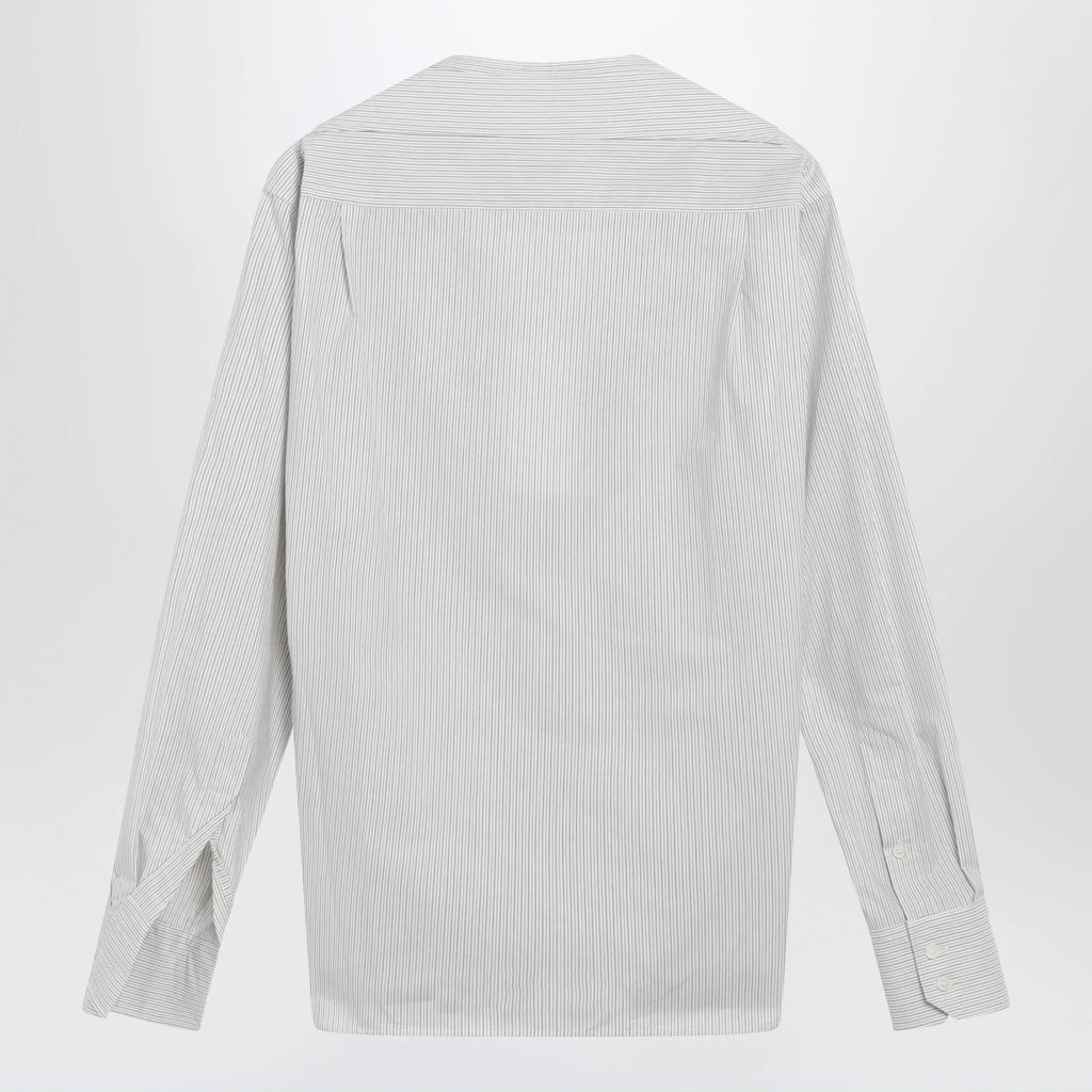 MM6 Maison Margiela Pinstriped cotton shirt with V-neck