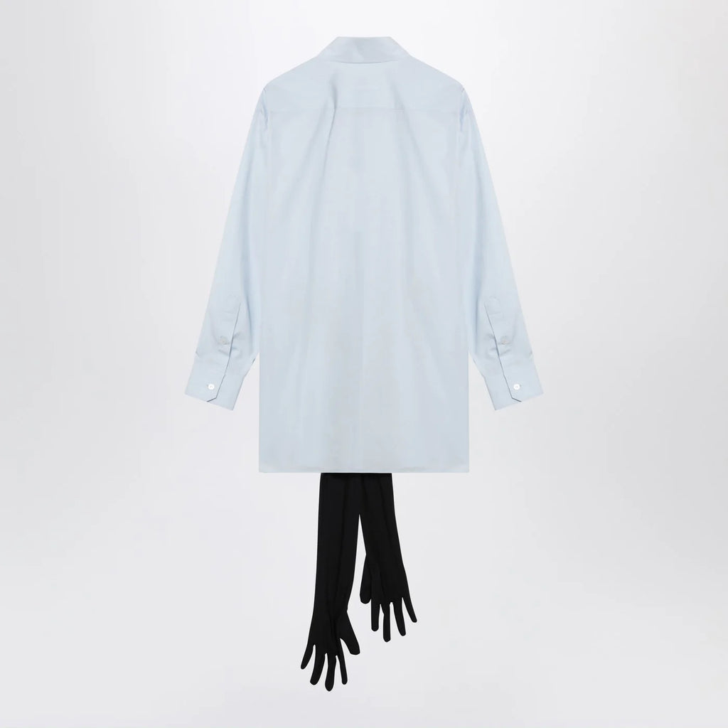 MM6 Maison Margiela Light blue cotton shirt with gloves