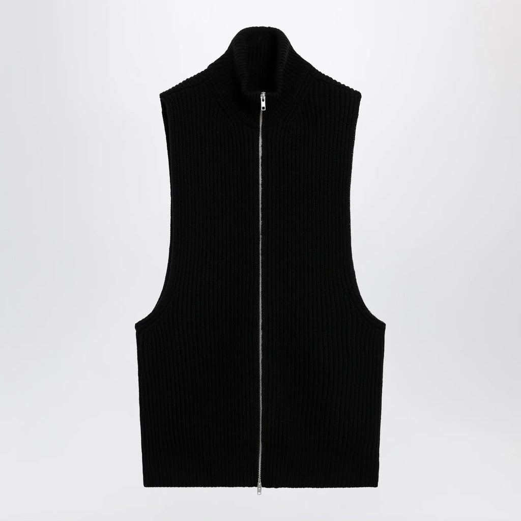 MM6 Maison Margiela Black wool zip vest