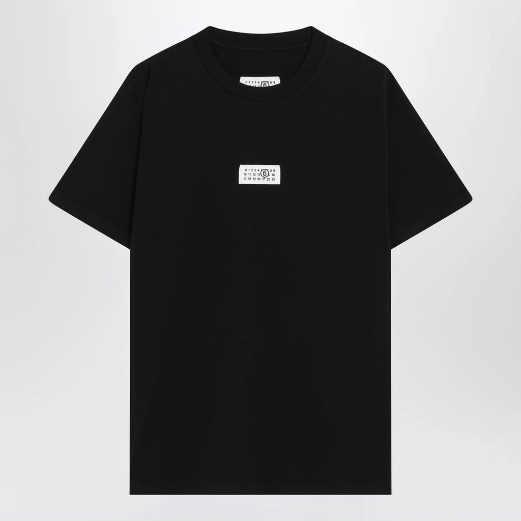 MM6 Maison Margiela Black cotton jersey T-shirt with logo patch