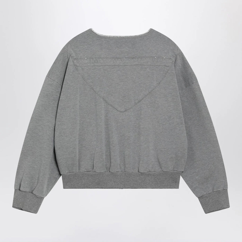 MM6 Maison Margiela Felpa con zip e coulisse in cotone grigia