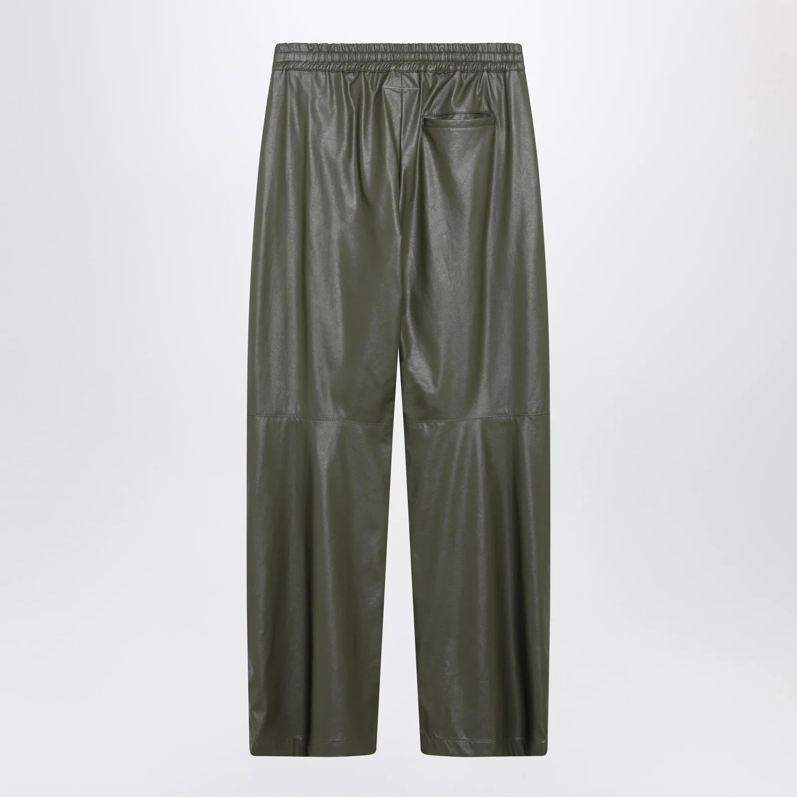 MM6 Maison Margiela Khaki green wide-leg trousers in faux leather