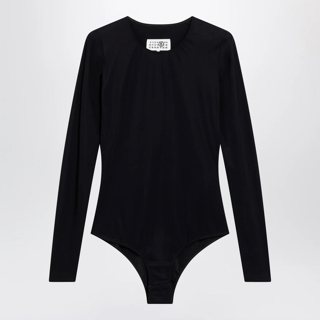MM6 Maison Margiela Black lycra jersey bodysuit