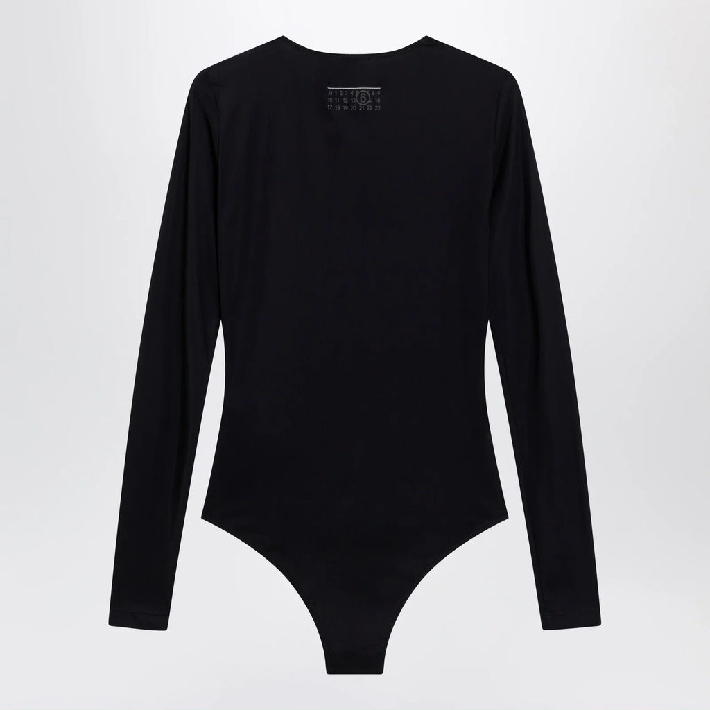 MM6 Maison Margiela Black lycra jersey bodysuit