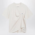 MM6 Maison Margiela Écru draped T-shirt with logo patch