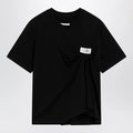 MM6 Maison Margiela Black draped T-shirt with logo patch