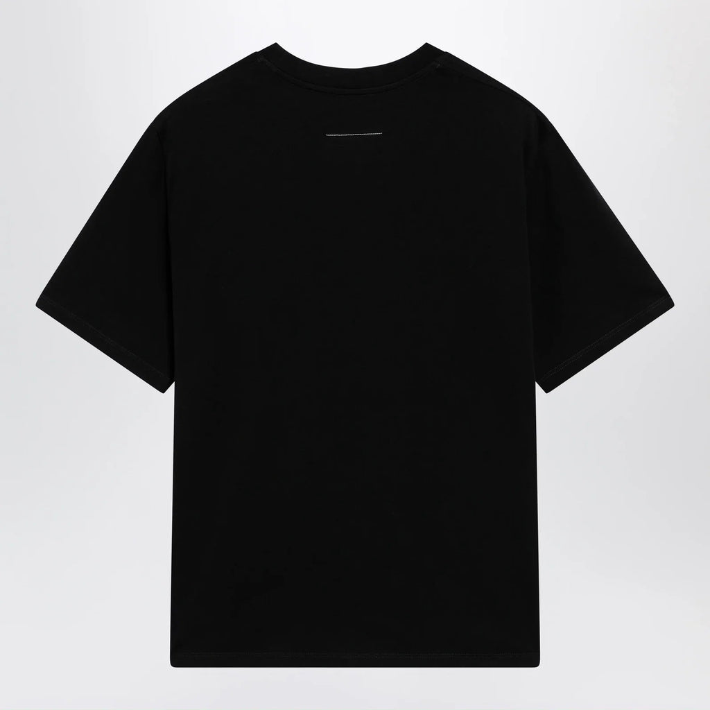 MM6 Maison Margiela Black draped T-shirt with logo patch