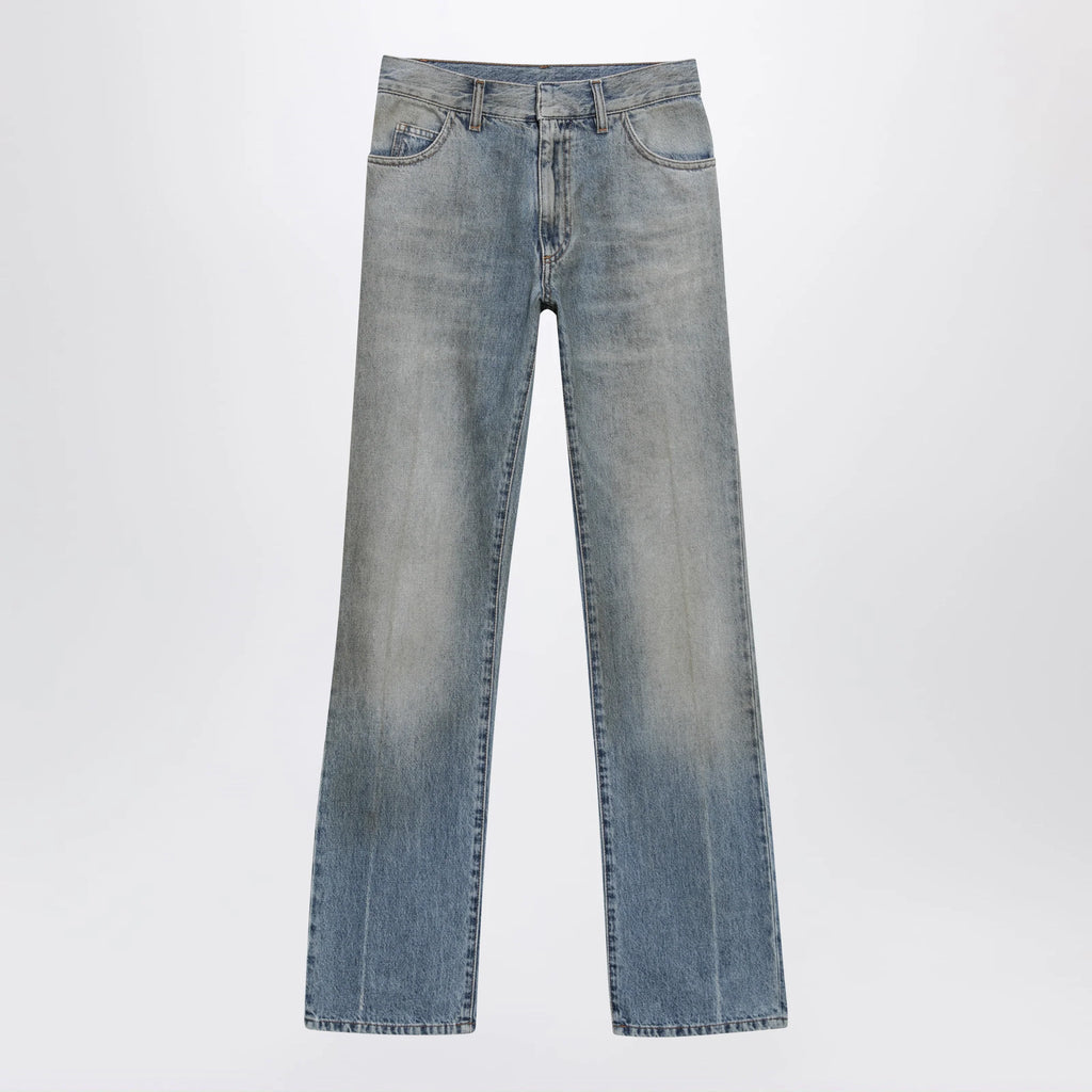 MM6 Maison Margiela Straight-leg high-waist cotton jeans in medium blue