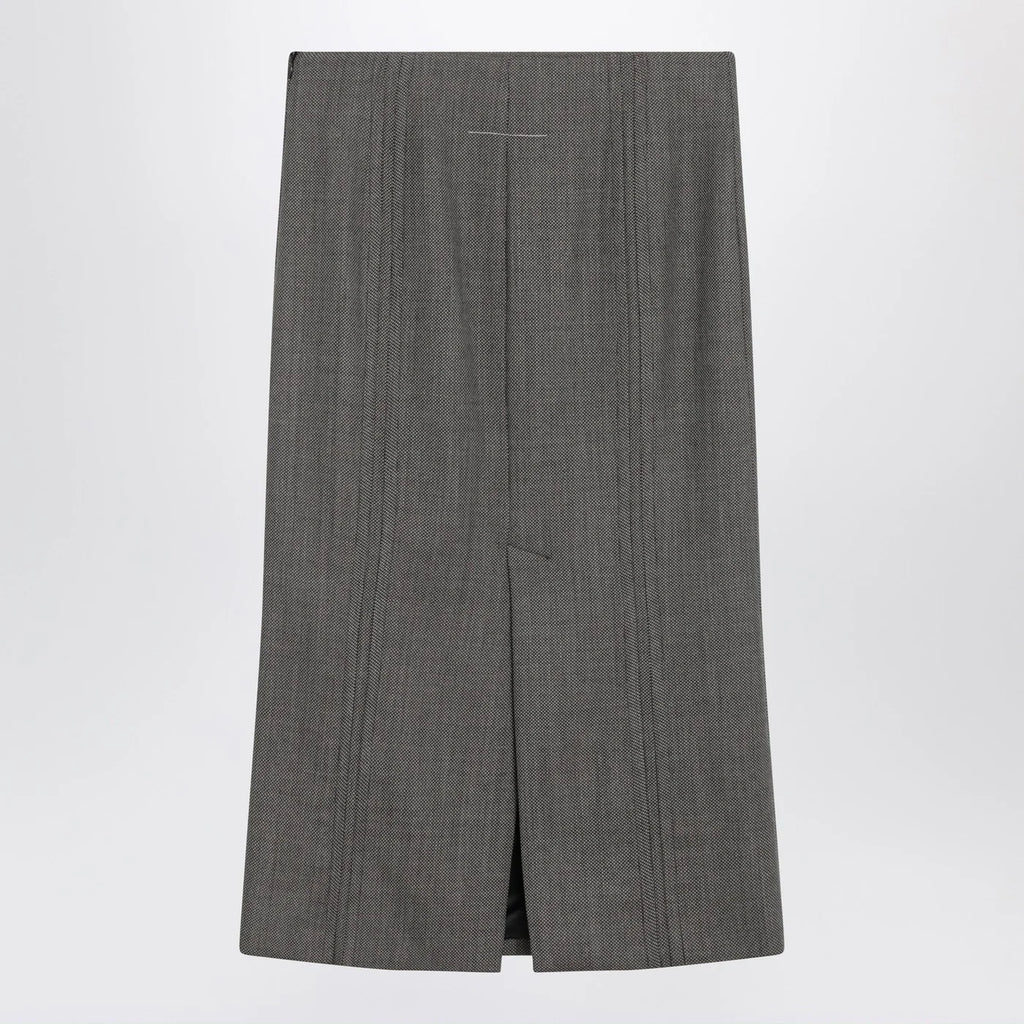 MM6 Maison Margiela Brown and beige patterned wool midi skirt