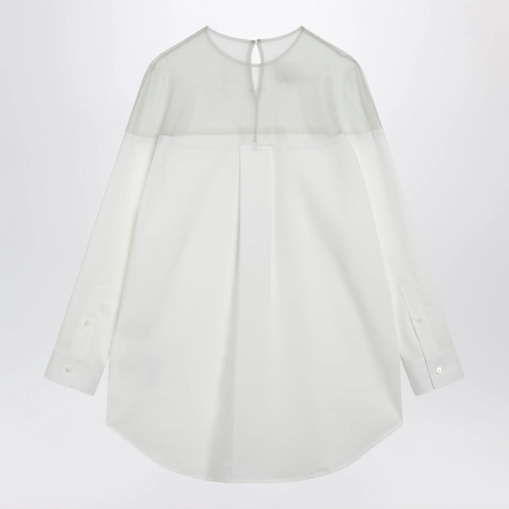 MM6 Maison Margiela Cotton shirt with sheer panels in off-white