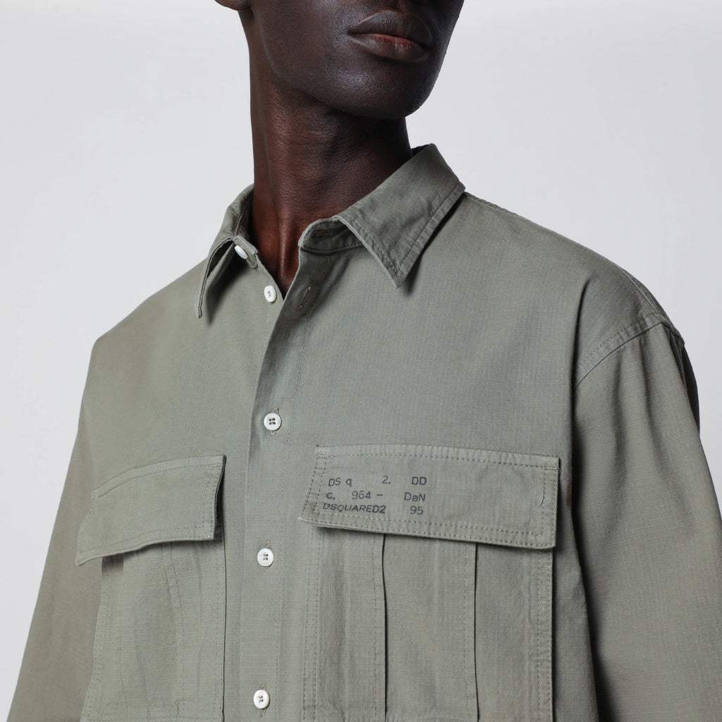 Dsquared2 Military green cotton shirt