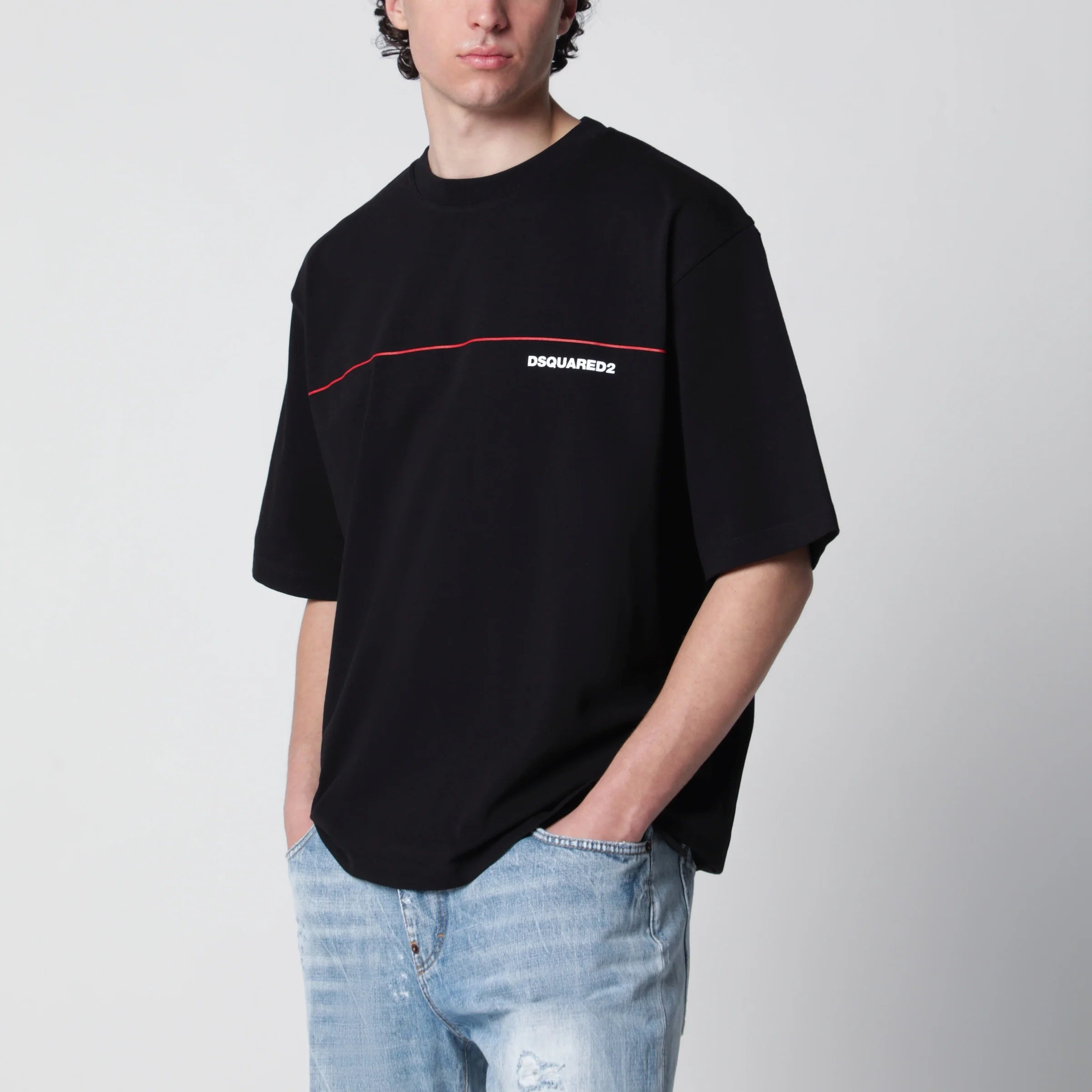 Dsquared2 Loose-fit cotton jersey T-shirt with logo in black