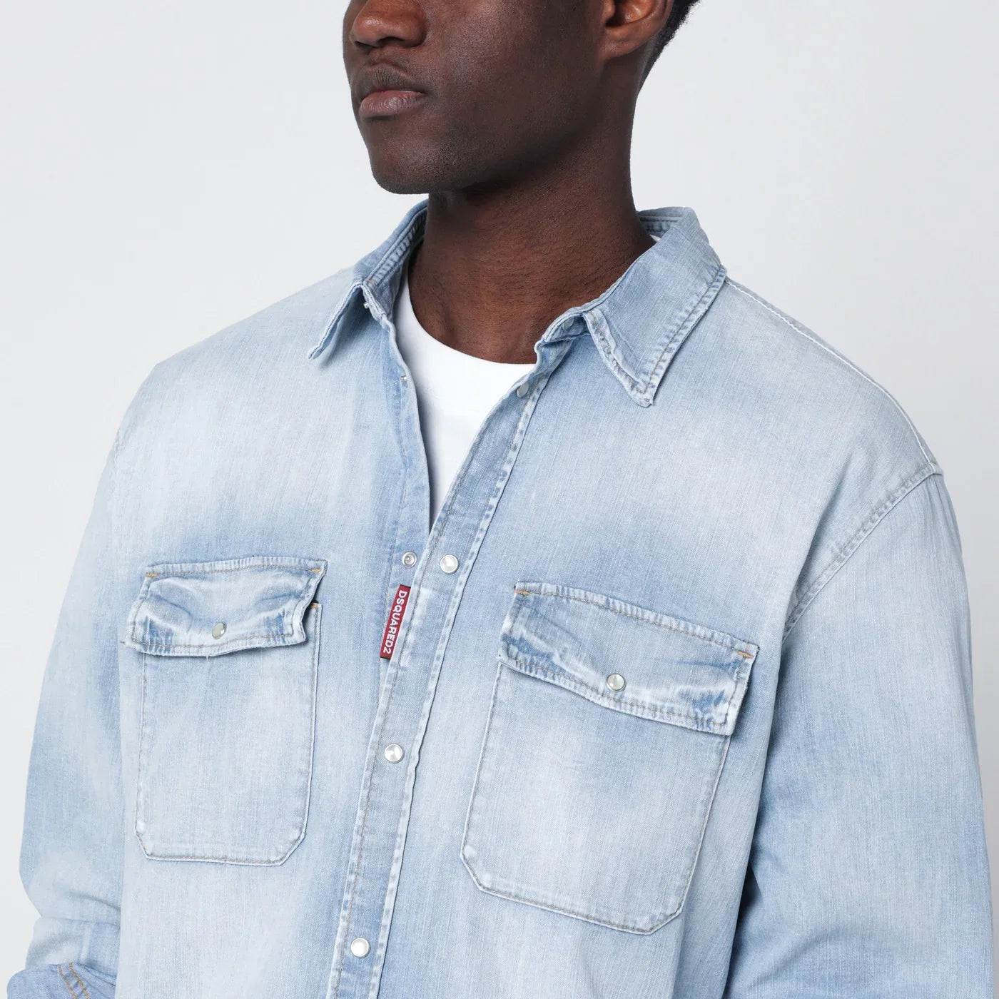Dsquared2 Light blue washed denim shirt