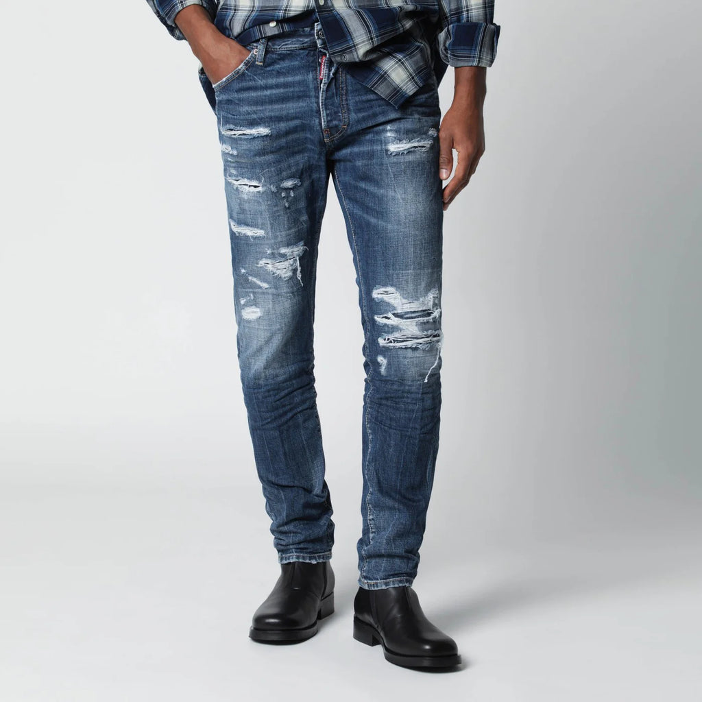 Dsquared2 Slim blue washed jeans with rips