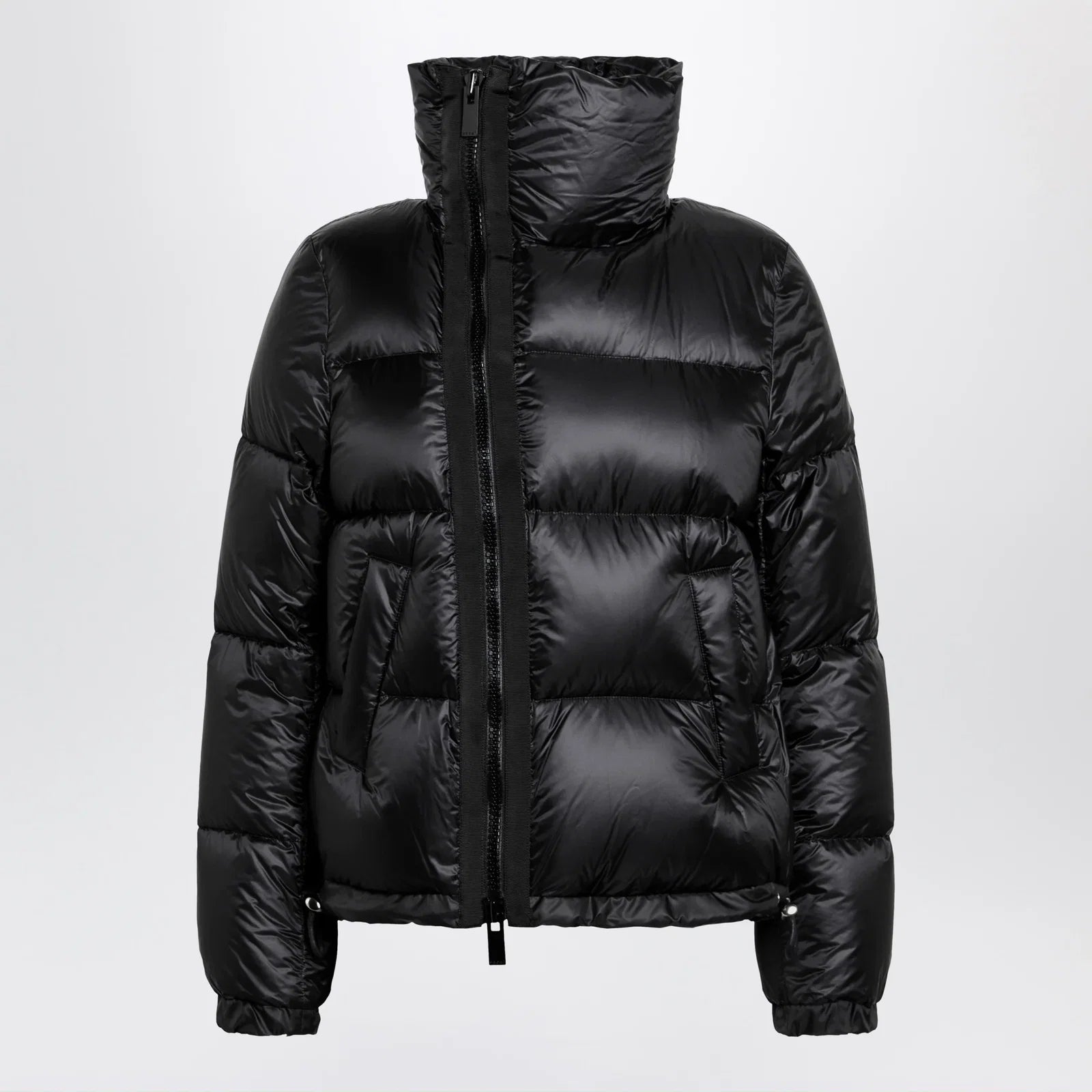 Sacai Black down jacket with asymmetrical zip