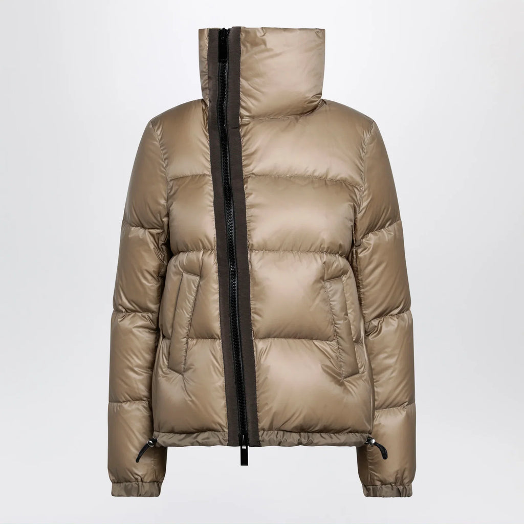 Sacai Beige down jacket with asymmetrical zip