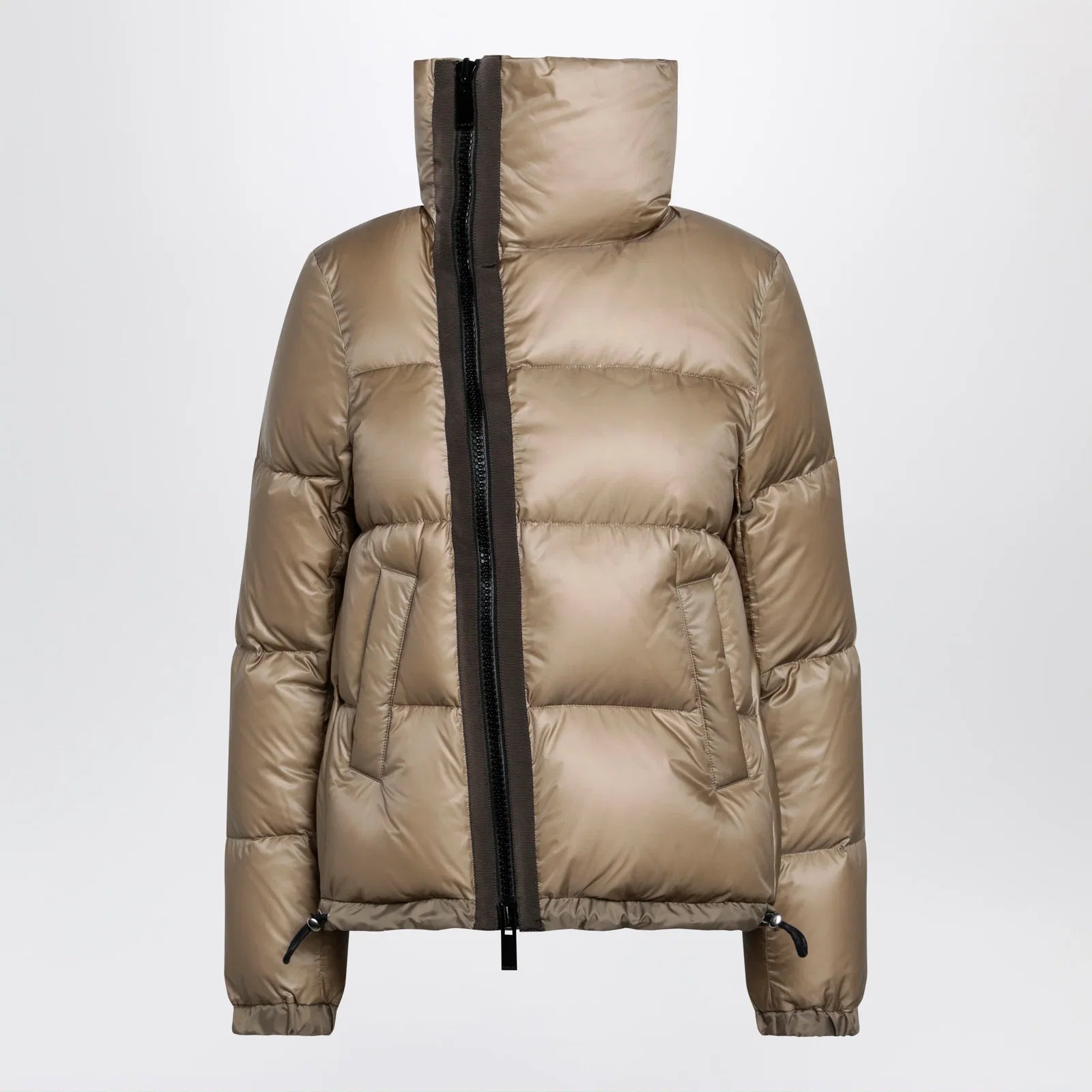 Sacai Beige down jacket with asymmetrical zip