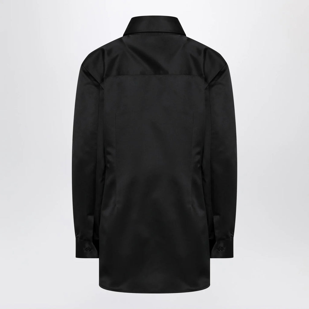 The Frankie Shop Black satin shirt dress