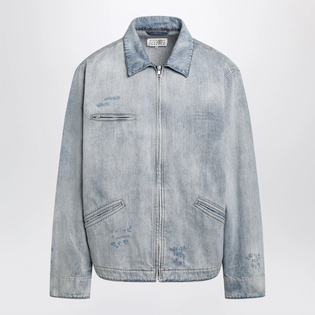 MM6 Maison Margiela Washed Blue Zip-Up Denim Jacket