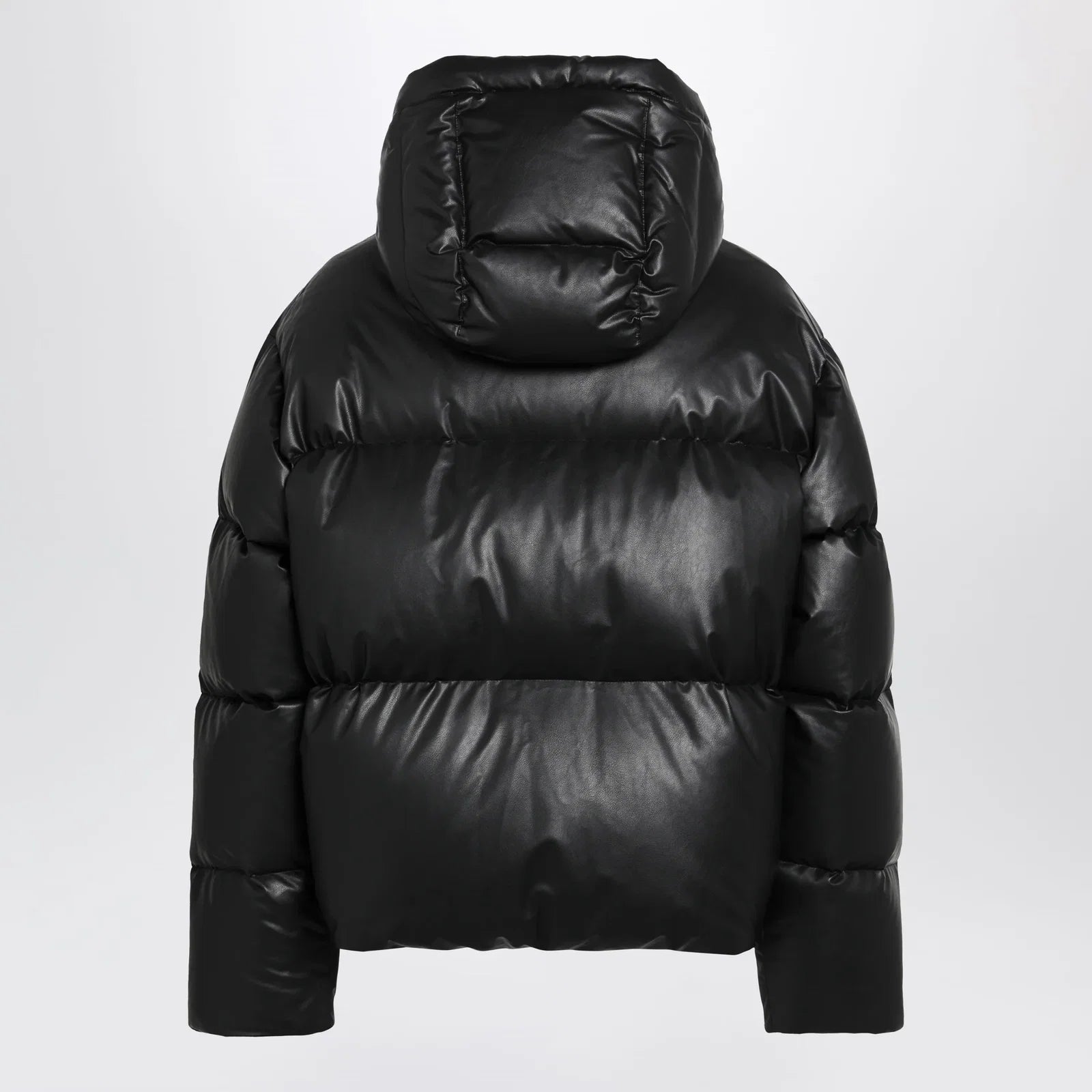 MM6 Maison Margiela Hooded down jacket in glossy leather black
