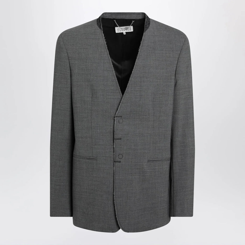 MM6 Maison Margiela Grey mélange wool-blend jacket