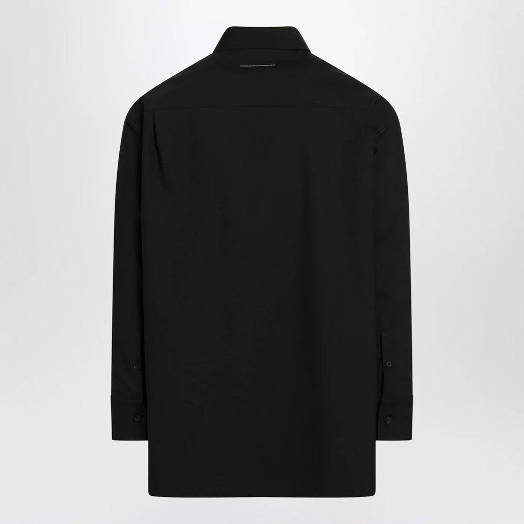 MM6 Maison Margiela Black wool-blend shirt with label details